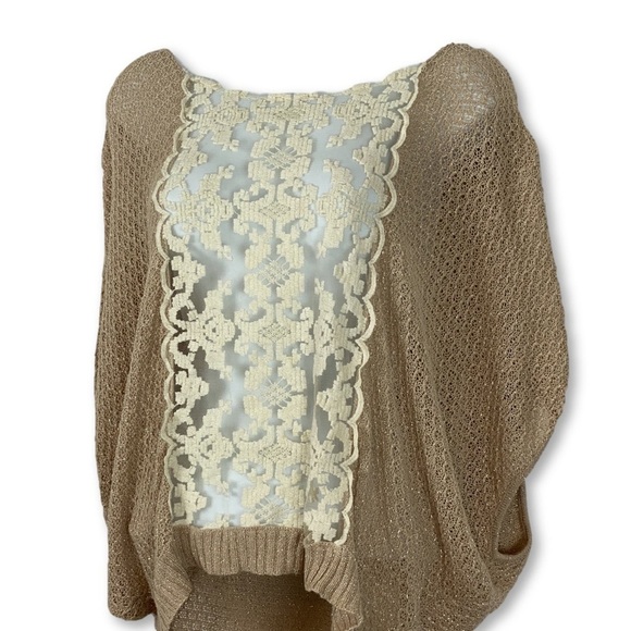 Free People - Boho Crochet and Lace Poncho Top - Picture 3 of 8